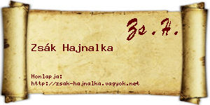 Zsák Hajnalka névjegykártya